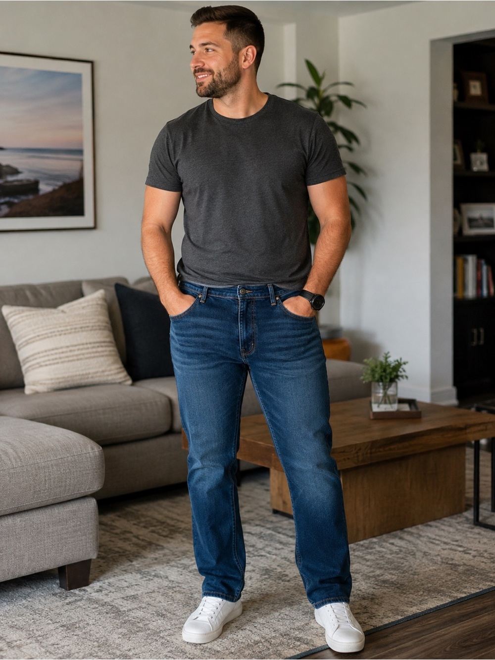 🌸 American Eagle Outfitters Men's Classic Dark Wash Athletic Straight Jeans